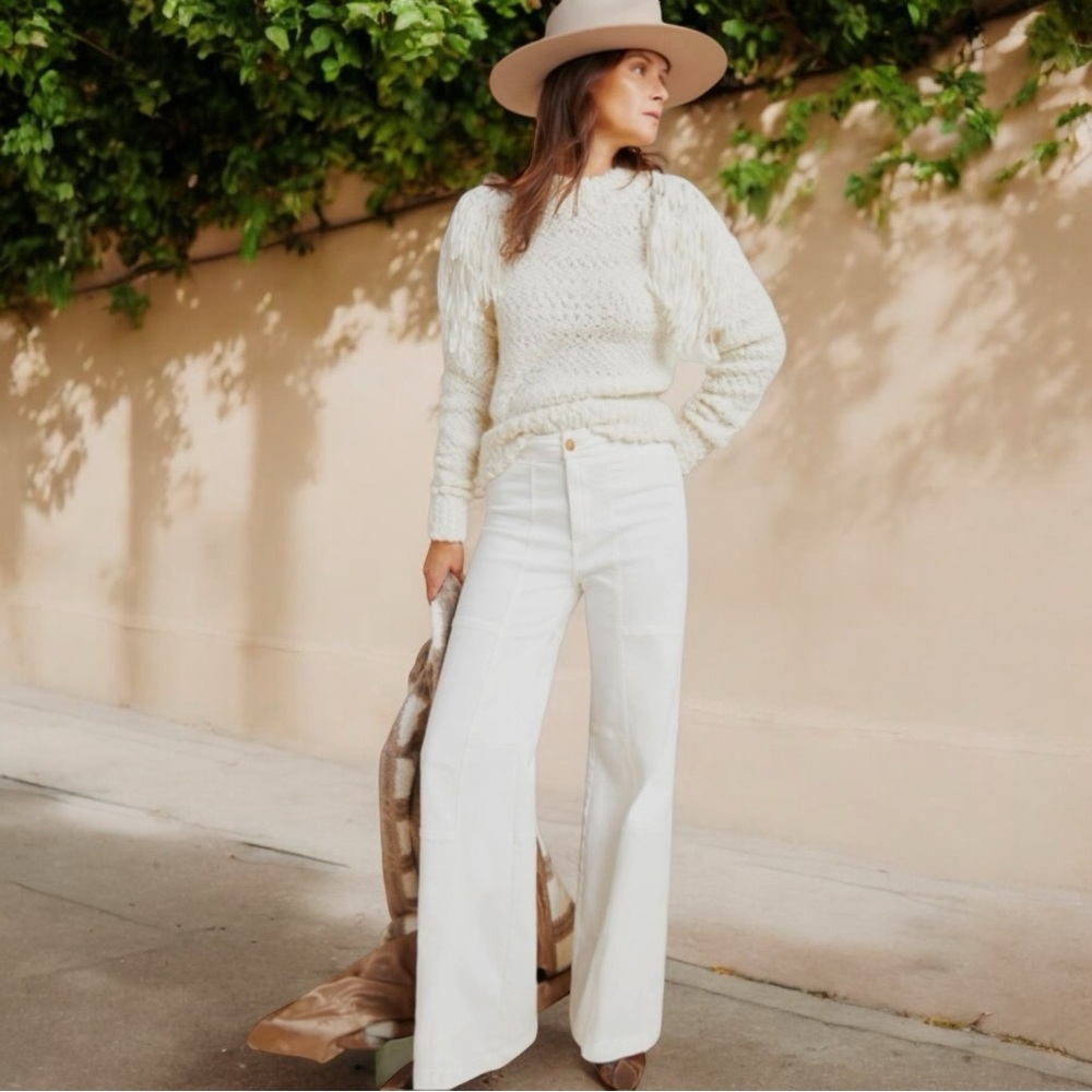 ANTHROPOLOGIE PILCRO AND THE LETTERPRESS ULTRA HIGH RISE SEAMED WIDE LEG JEANS